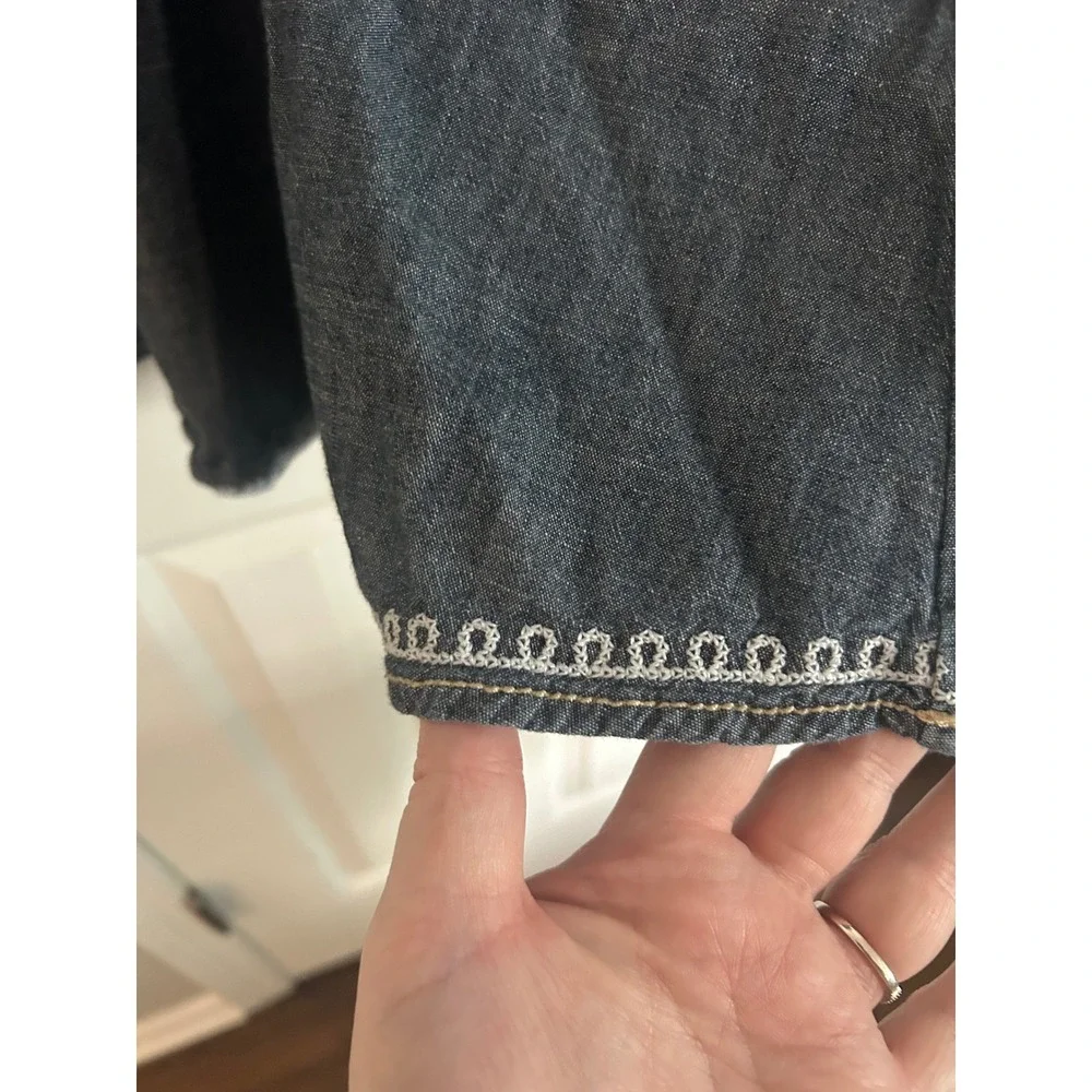 Gymboree Denim Dress Blue Floral Embroidered Chambray Sleeveless Kids 6